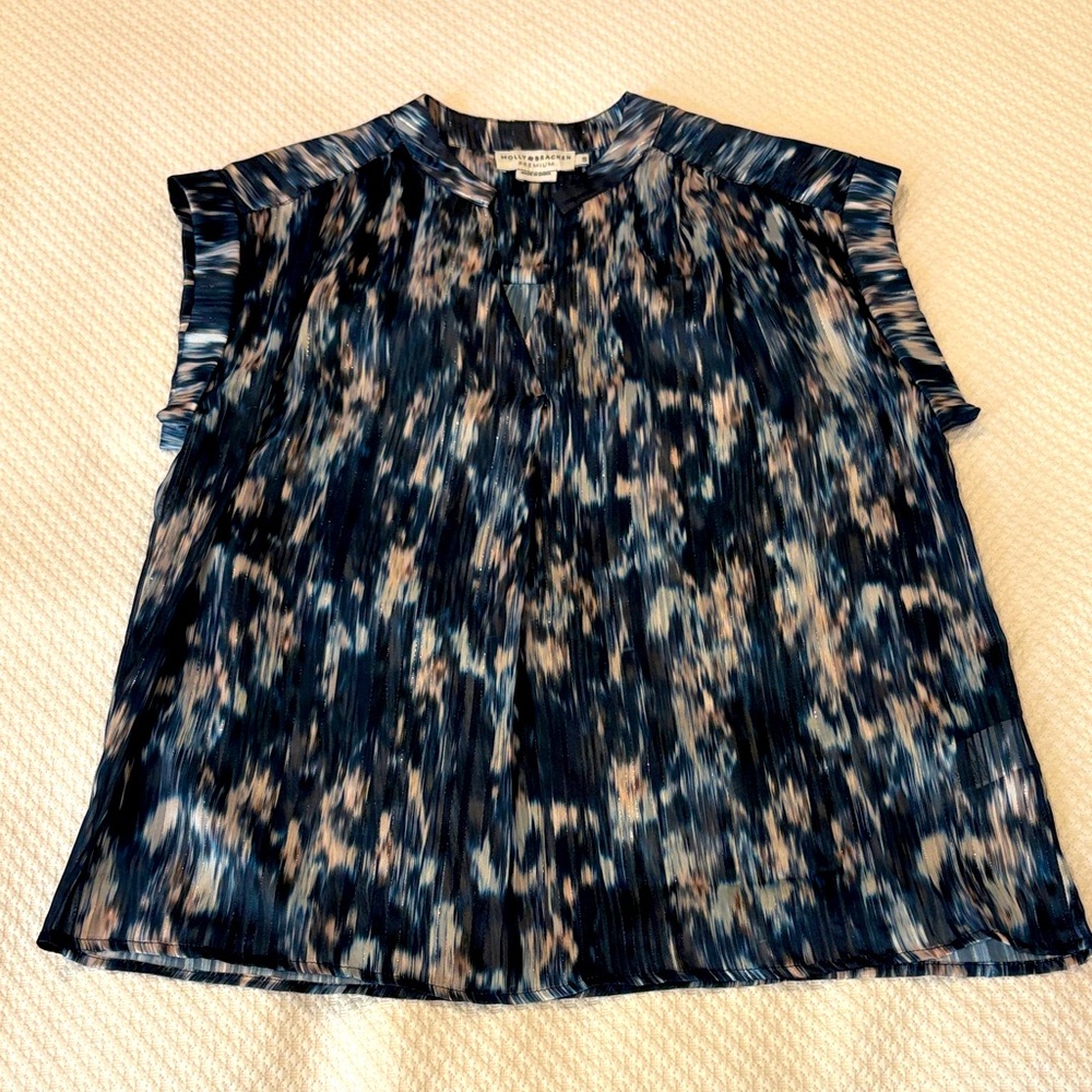 Molly Bracken Navy and White Patterned Blouse